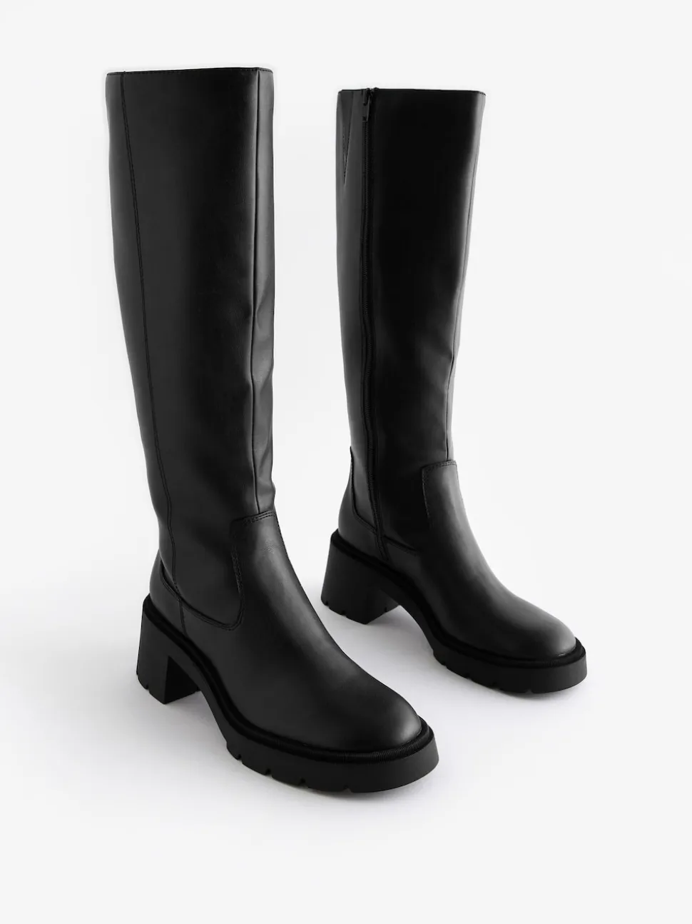 Zwart - Forever Comfort® Chunky Heeled Round Toe Knee High Boots