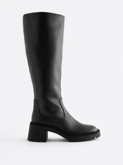Zwart - Forever Comfort® Chunky Heeled Round Toe Knee High Boots