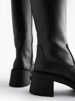 Zwart - Forever Comfort® Chunky Heeled Round Toe Knee High Boots