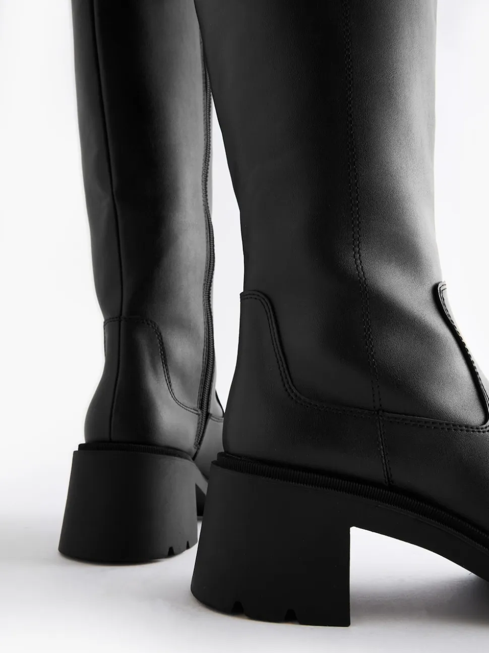 Zwart - Forever Comfort® Chunky Heeled Round Toe Knee High Boots