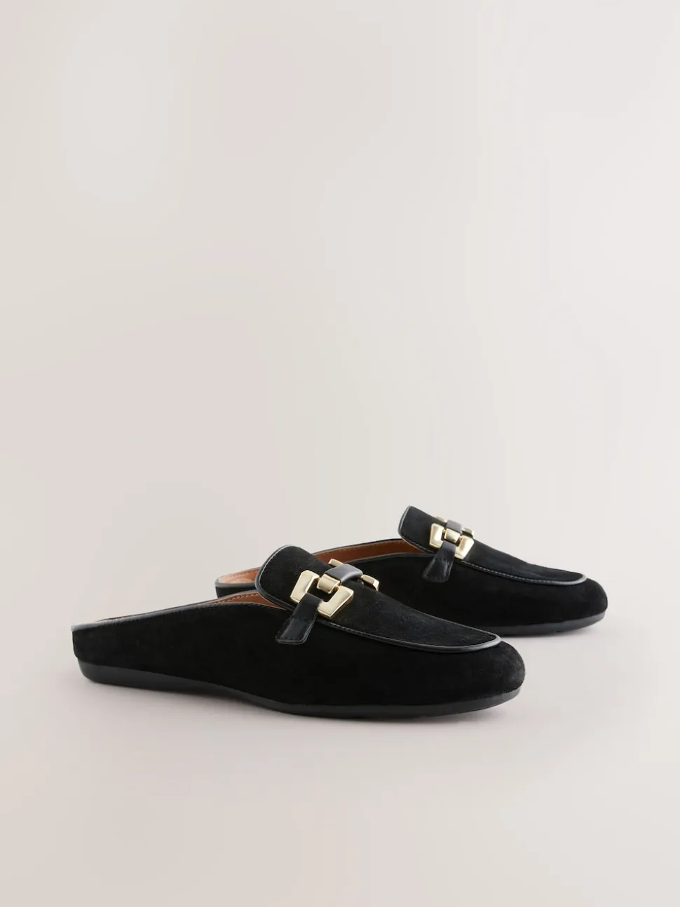 Zwart - Forever Comfort® Leather Hardware Trim Detail Loafer Mules