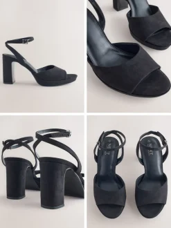 Zwart - Forever Comfort® Round Toe Platform Heeled Sandals
