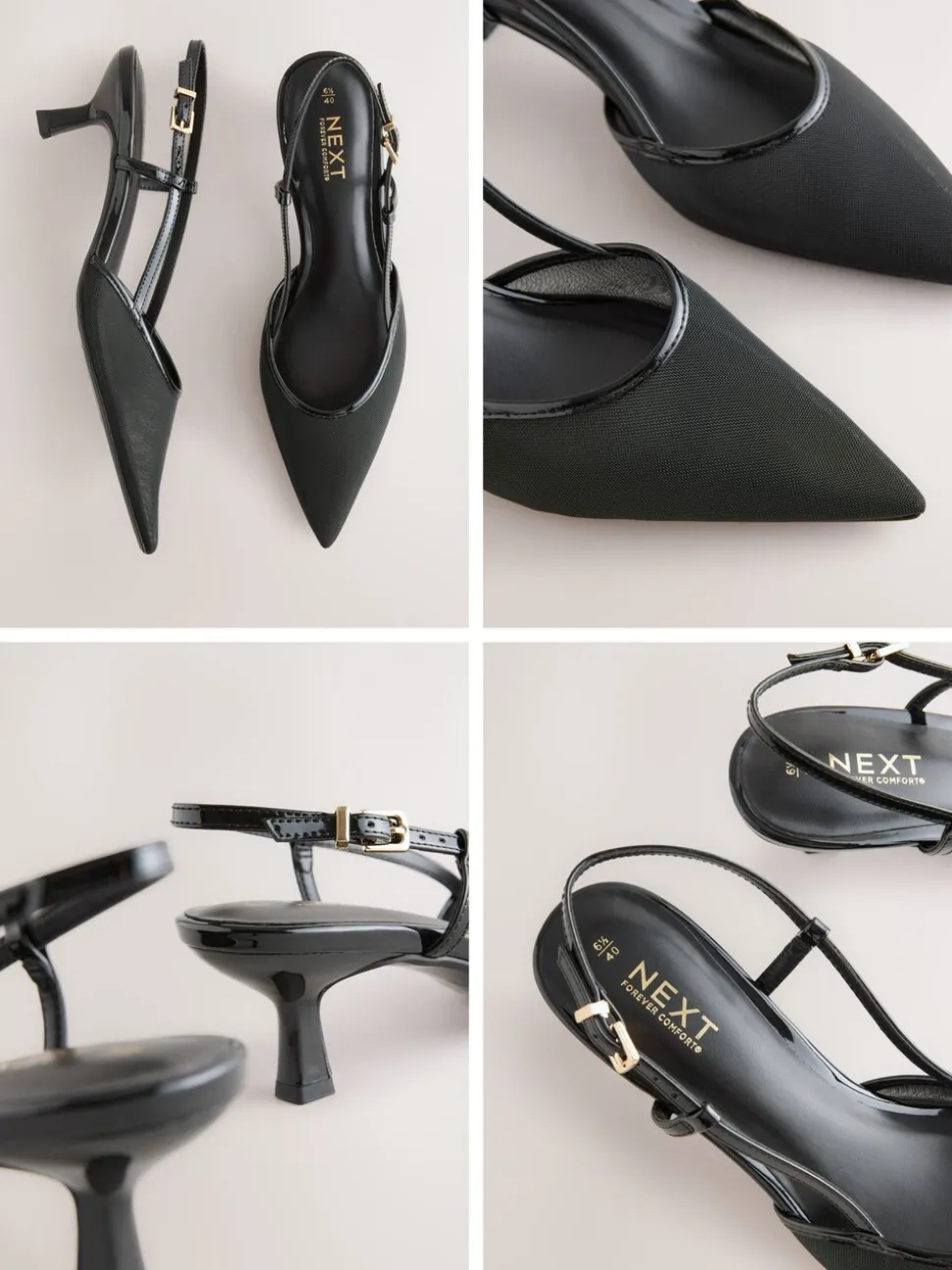 Zwart - Forever Comfort® Spitse Mesh Slingback Hakken