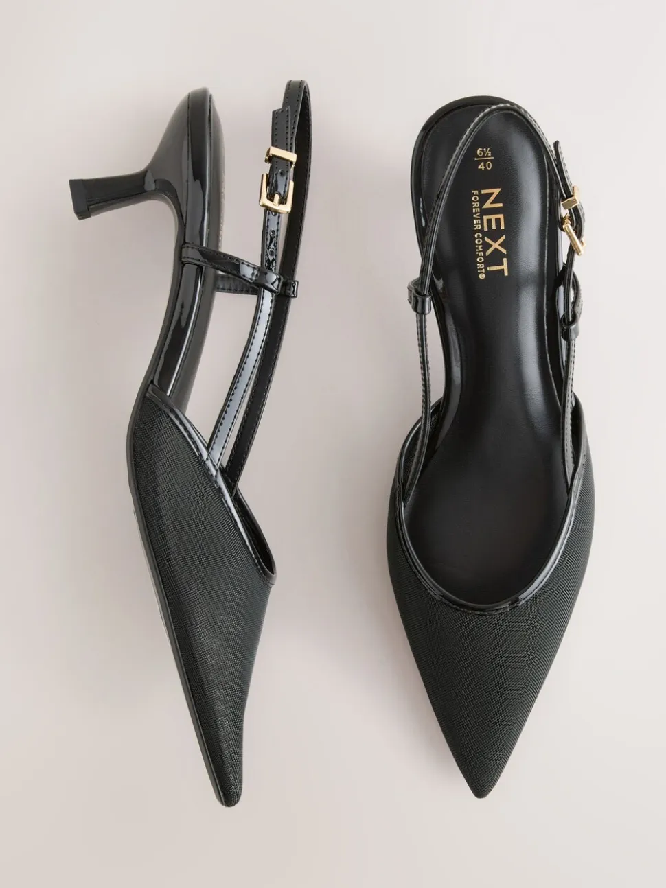 Zwart - Forever Comfort® Spitse Mesh Slingback Hakken