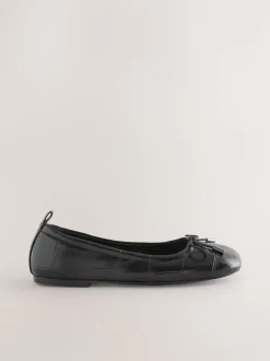 Zwart - Forever Comfort® Square Toe Bow Ballet Flats