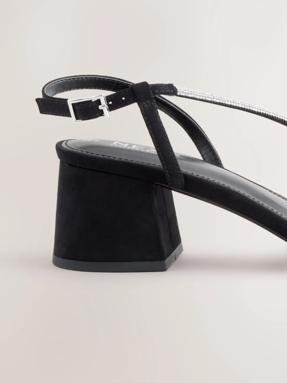 Zwart - Forever Comfort Square Toe Jewelled Strappy Block Heeled Sandals