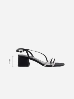 Zwart - Forever Comfort Square Toe Jewelled Strappy Block Heeled Sandals