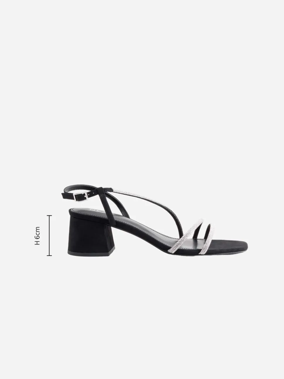 Zwart - Forever Comfort Square Toe Jewelled Strappy Block Heeled Sandals