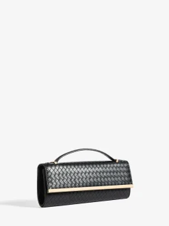 Zwart - Friends Like These Top Handle Weave Clutch Bag