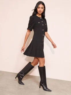 Zwart - Friends Like These Pleat Peplum Hem Mini Dress