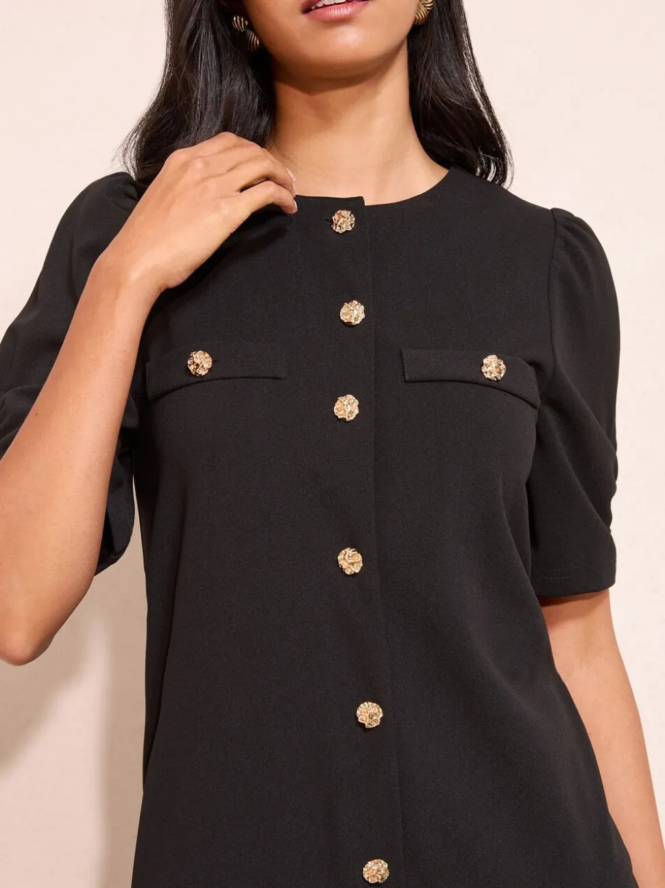 Zwart - Friends Like These Pleat Peplum Hem Mini Dress