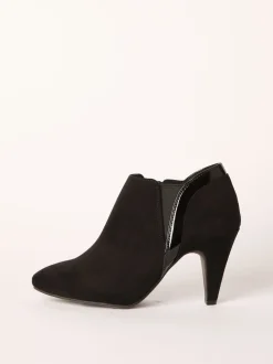 Zwart - Friends Like These Mid Heel Mix Material Ankle Boots