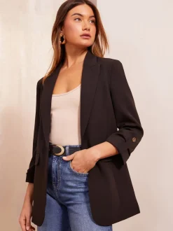 Zwart - Friends Like These maatgesneden blazer met mouwdetails