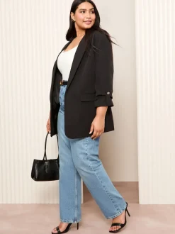 Zwart - Friends Like These maatgesneden blazer met mouwdetails