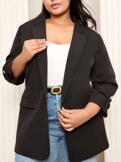 Zwart - Friends Like These maatgesneden blazer met mouwdetails