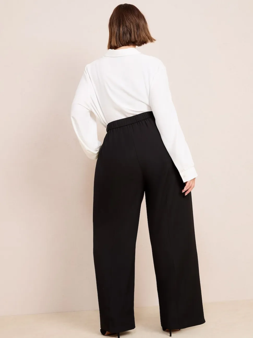 Zwart - Friends Like These Premium broek met wijde pijpen en elastiek aan de achterkant
