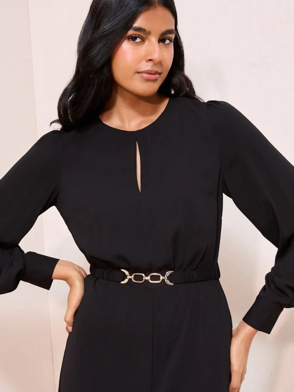 Zwart - Friends Like These - Midi-jurk met bit en uitsnijding