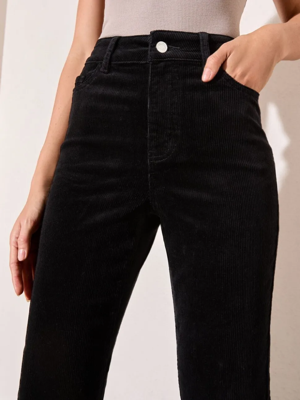 Zwart - Friends Like These bootcut corduroy broek