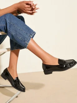 Zwart - Friends Like These Flat Ruched Comfort Slip On Penny Loafers
