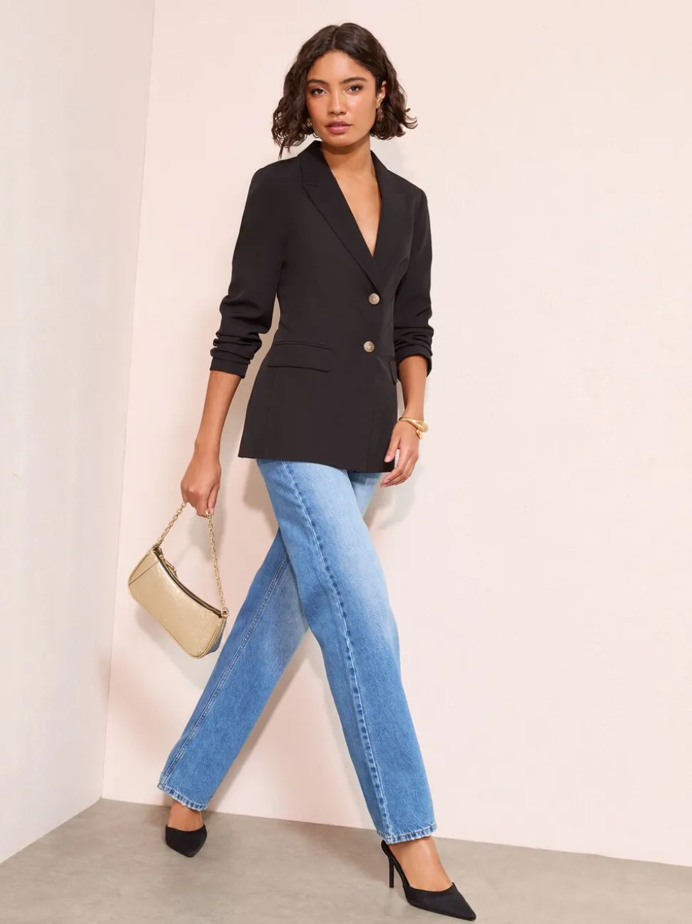 Zwart - Friends Like These Cinched Waist Blazer