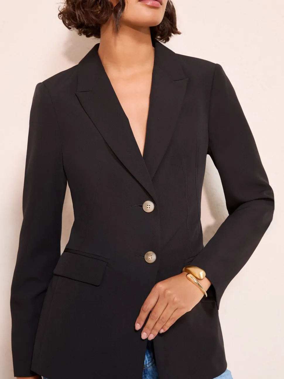 Zwart - Friends Like These Cinched Waist Blazer