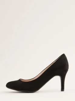 Zwart - Friends Like These - Pumps met lage stilettohak, ronde neus en van imitatie suède