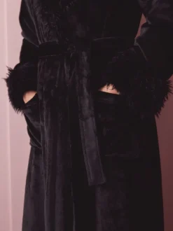 Zwart - Fur Trim Robe