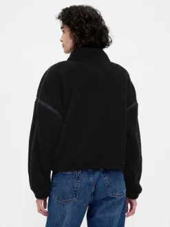 Zwart - Gap Oversized Cropped Sherpa Half-Zip Fleece
