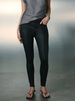 Zwart - Gecoate denim skinny jeans