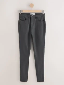 Zwart - Gecoate denim skinny jeans