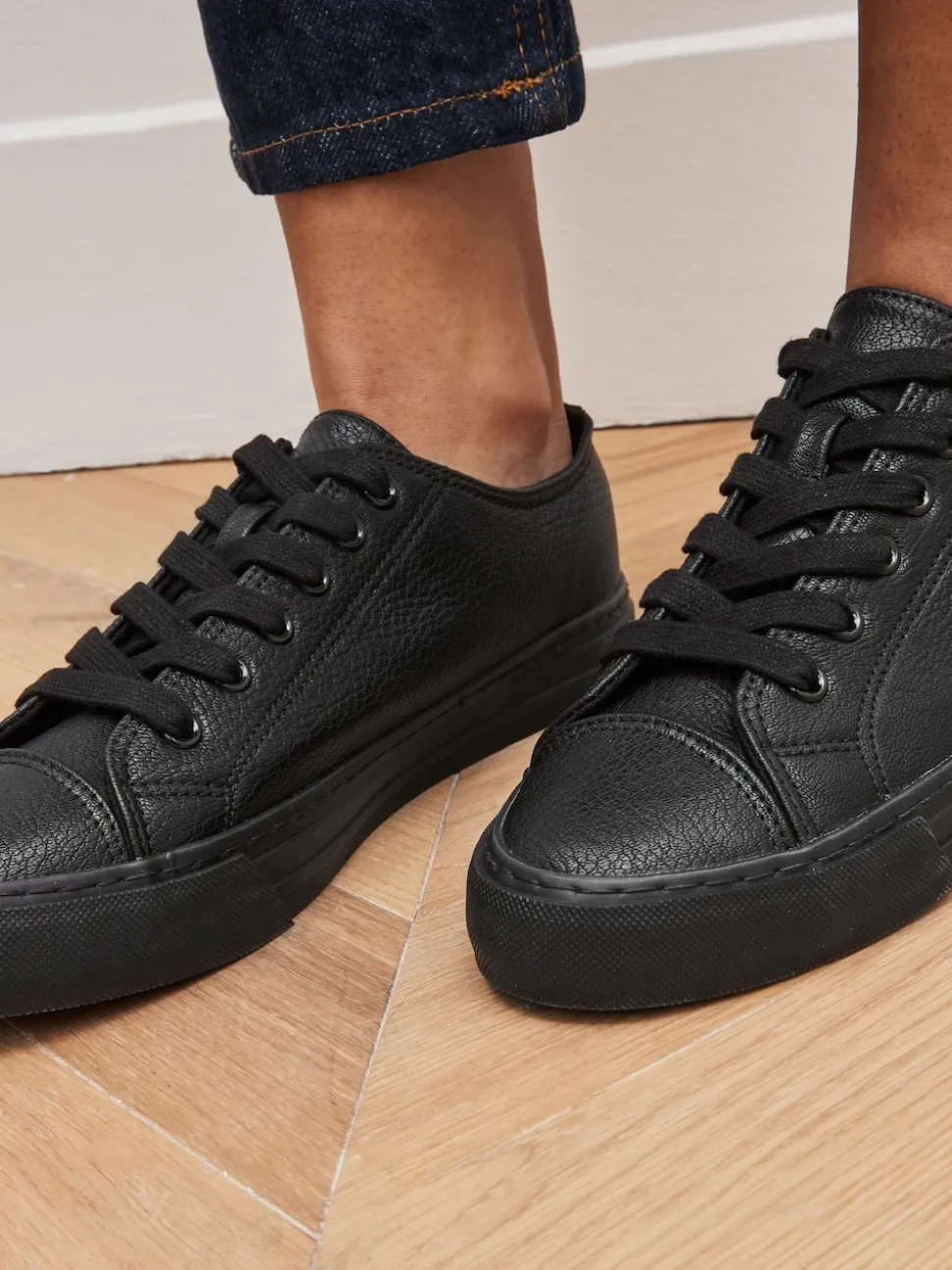 Zwart - Gelakte honkbalsneakers