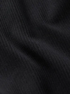 Zwart - Geribbelde fietsshort met hoge taille
