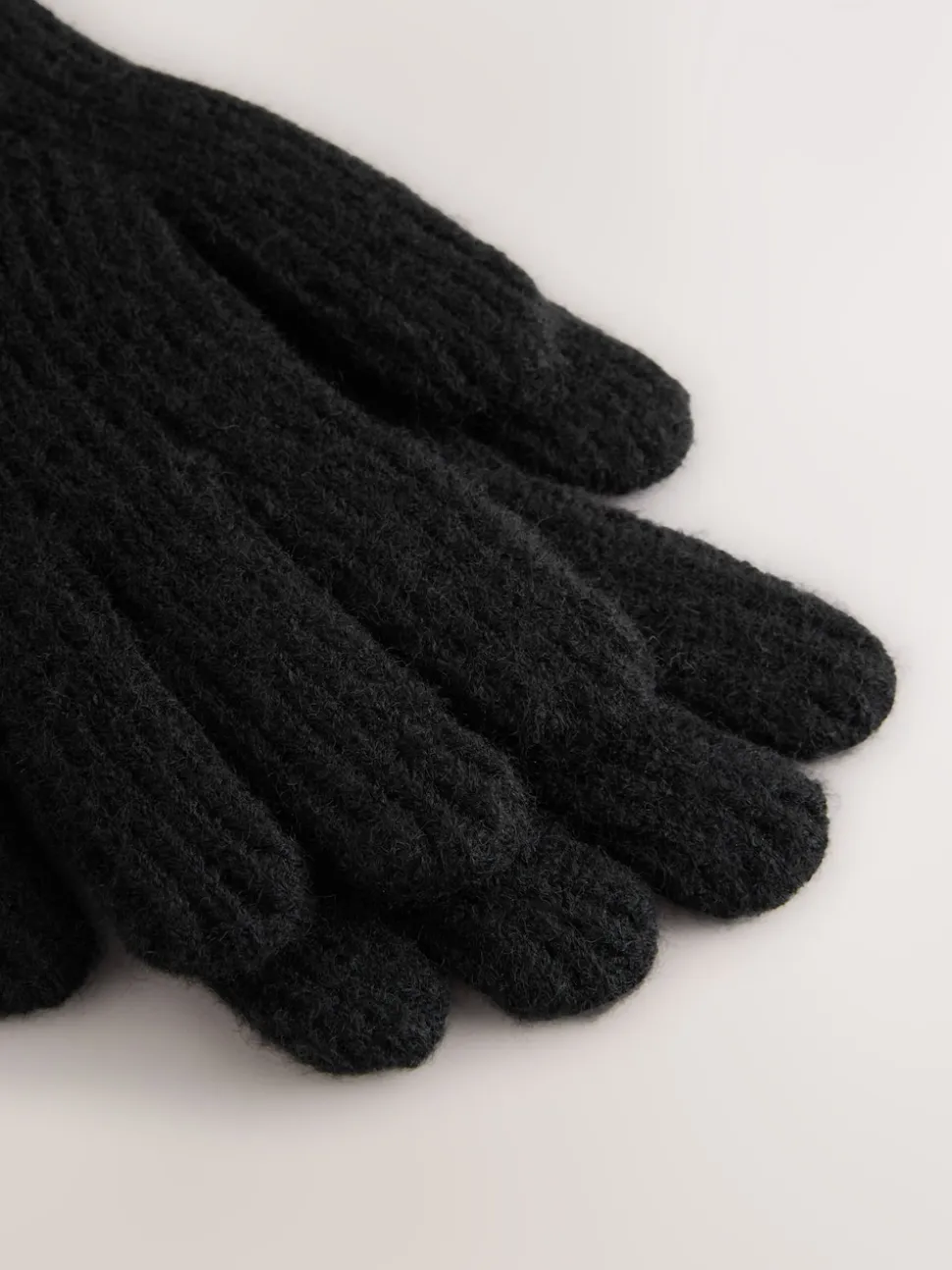 Zwart - Geribbelde gebreide handschoenen