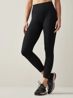 Zwart - Geribbelde naadloze legging met hoge taille