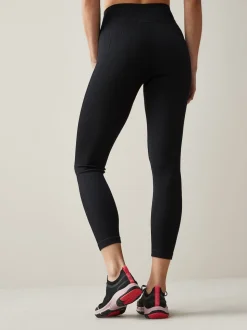 Zwart - Geribbelde naadloze legging met hoge taille
