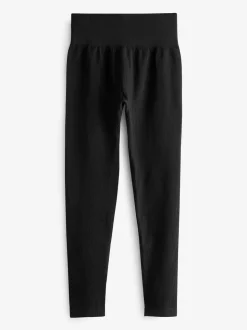 Zwart - Geribbelde naadloze legging met hoge taille