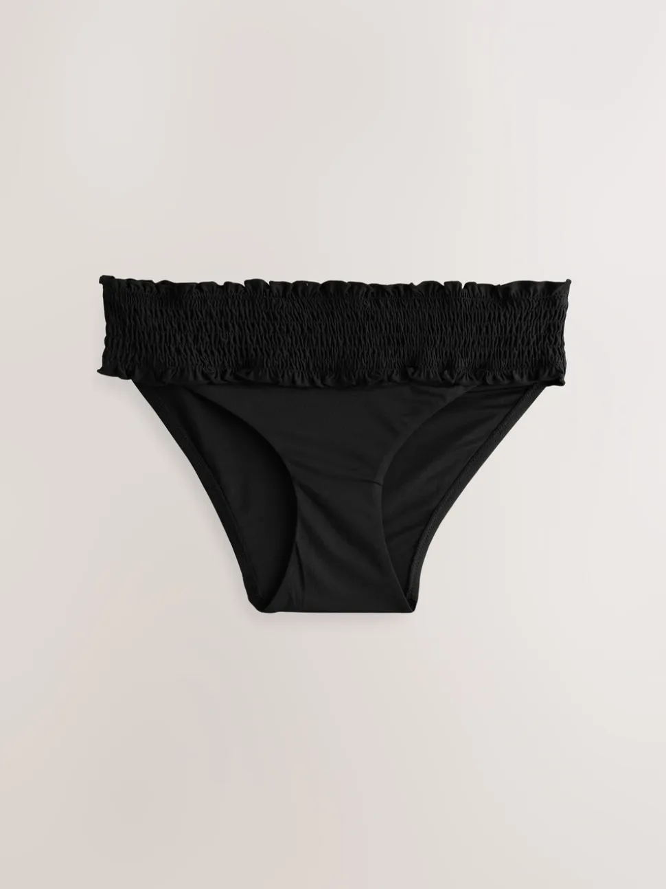 Zwart - Gerimpelde bikinislip met hoge taille