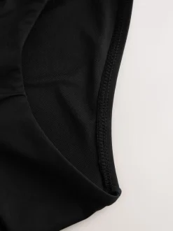 Zwart - Gerimpelde bikinislip met hoge taille