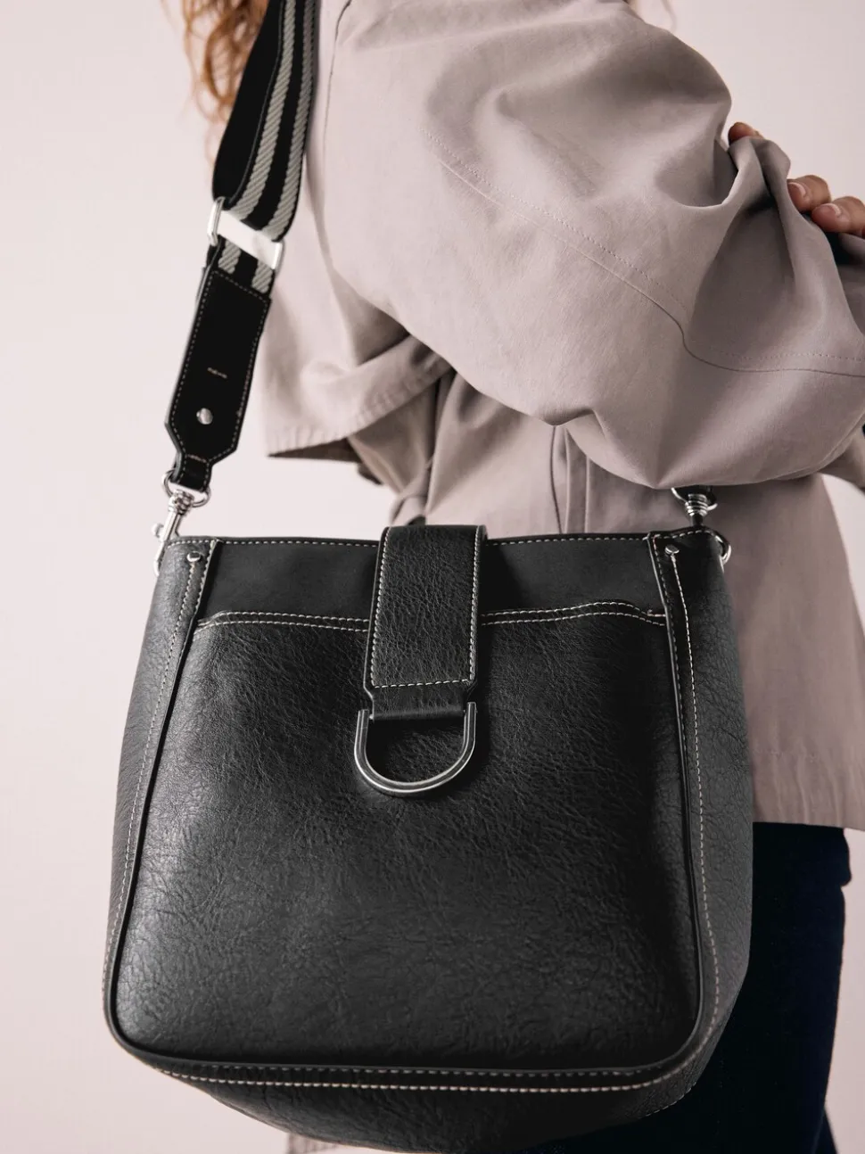 Zwart - Gestructureerde Messenger-tas
