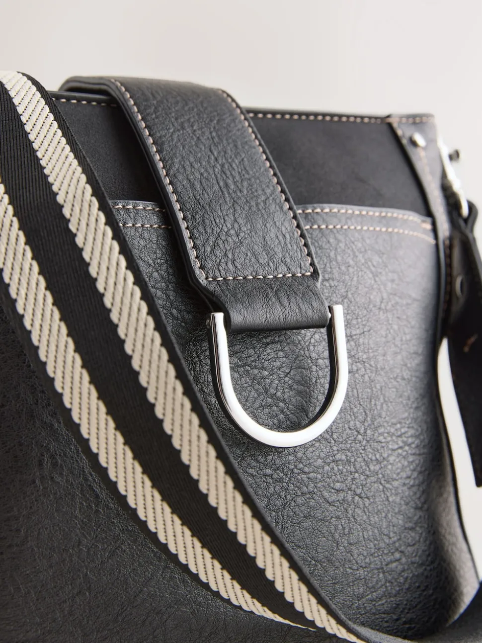 Zwart - Gestructureerde Messenger-tas