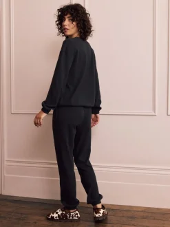 Zwart - Gezellige pyjama met wafeldessin en lange mouwen
