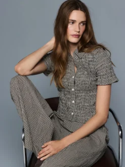 Zwart - Gingham Short Sleeved Shirt
