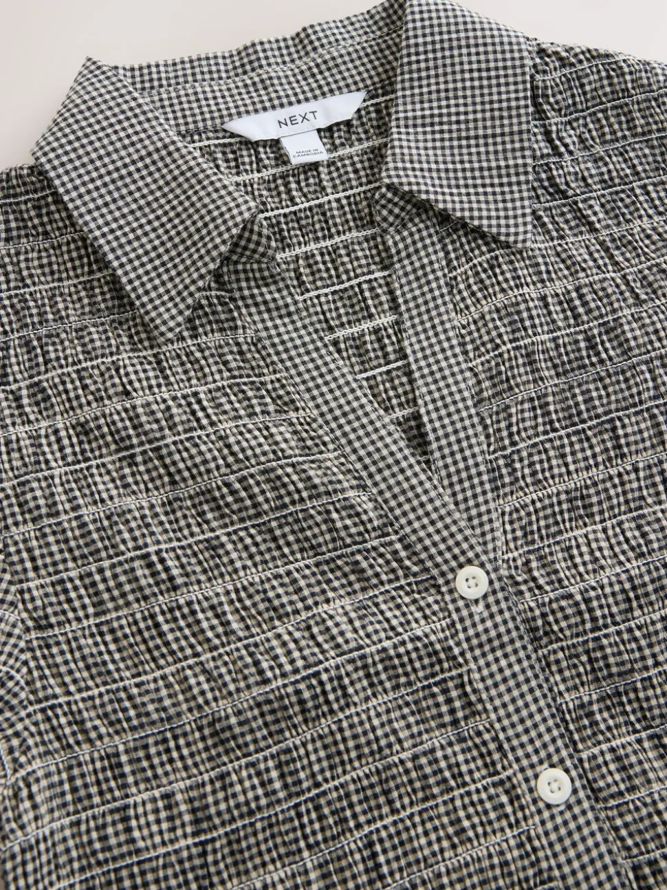 Zwart - Gingham Short Sleeved Shirt