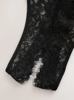 Zwart - Glamour Crotchless Bodysuit