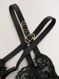 Zwart - Glamour Crotchless Bodysuit