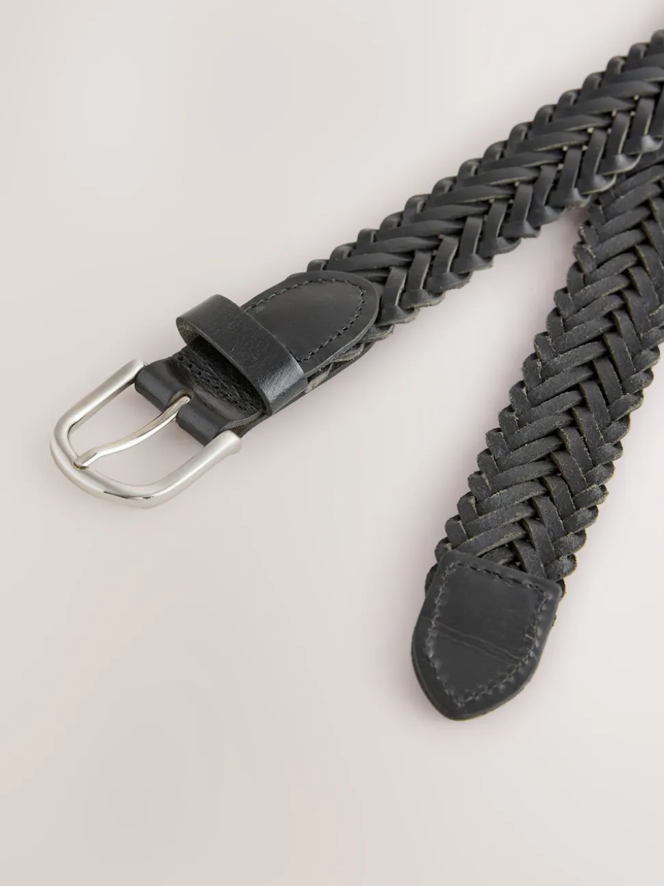 Zwart - Hand Plaited Leather Belt