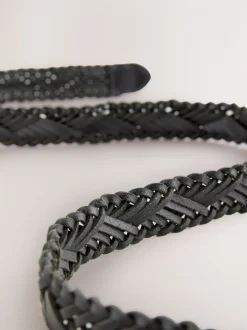 Zwart - Hand Plaited Leather Belt