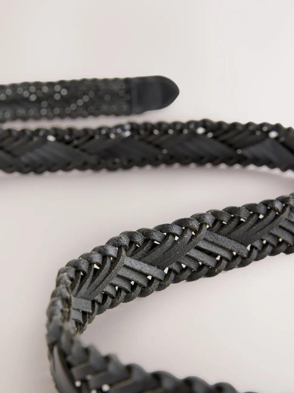 Zwart - Hand Plaited Leather Belt