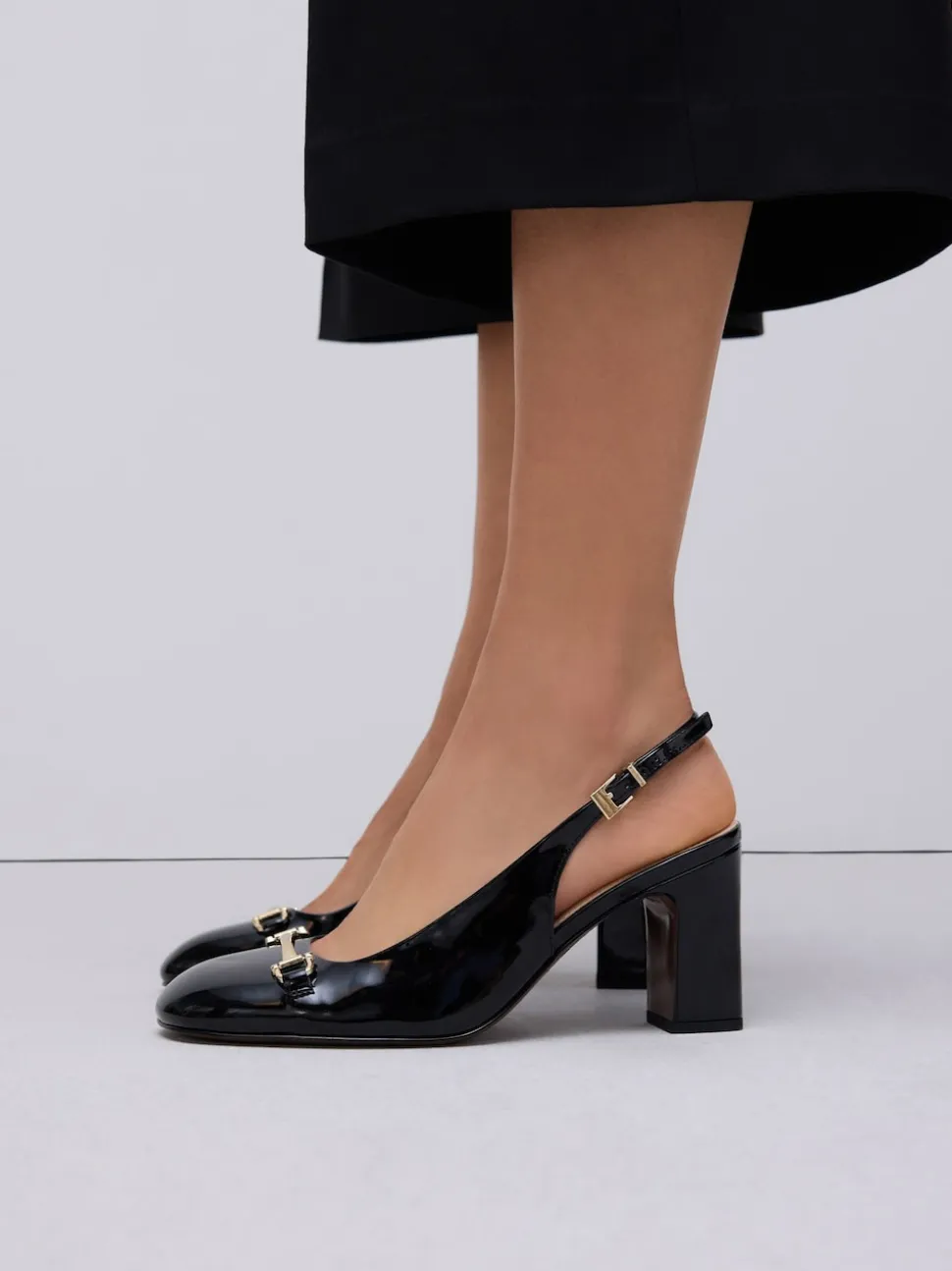 Zwart - Hardware Slingback Block Heels