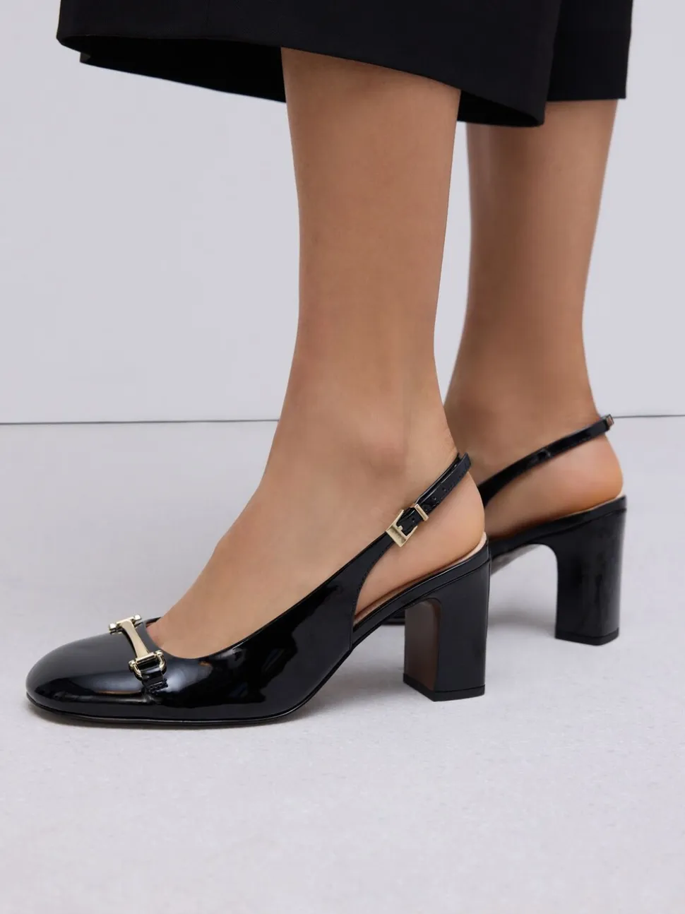 Zwart - Hardware Slingback Block Heels